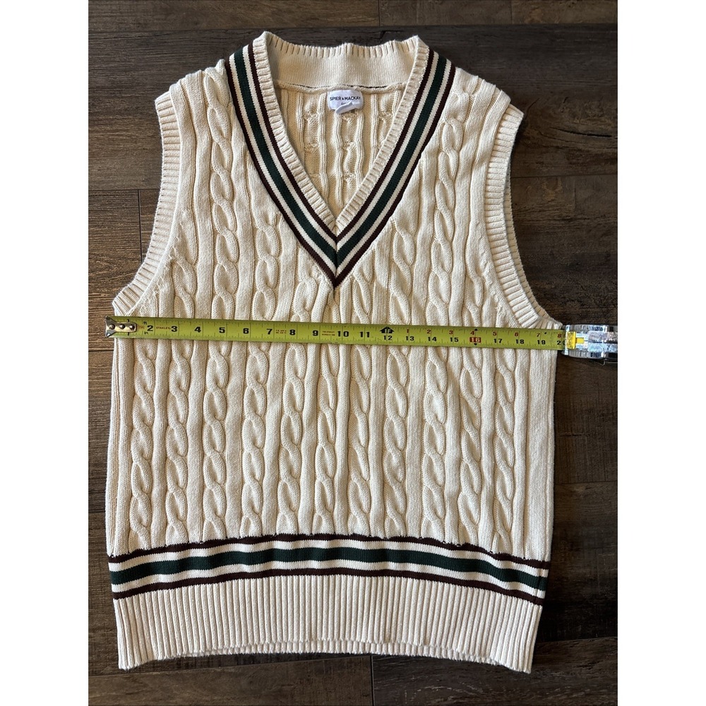 Spier & Mackay Sweater Vest Men Xl Beige Cable Knit Cricket Tennis Cotton - Picture 6 of 7